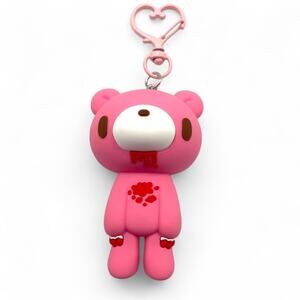 Kawaii Pink Black White Red Teddy Gloomy Bear Keychain Bag Charm Heart Hook